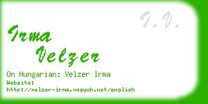irma velzer business card